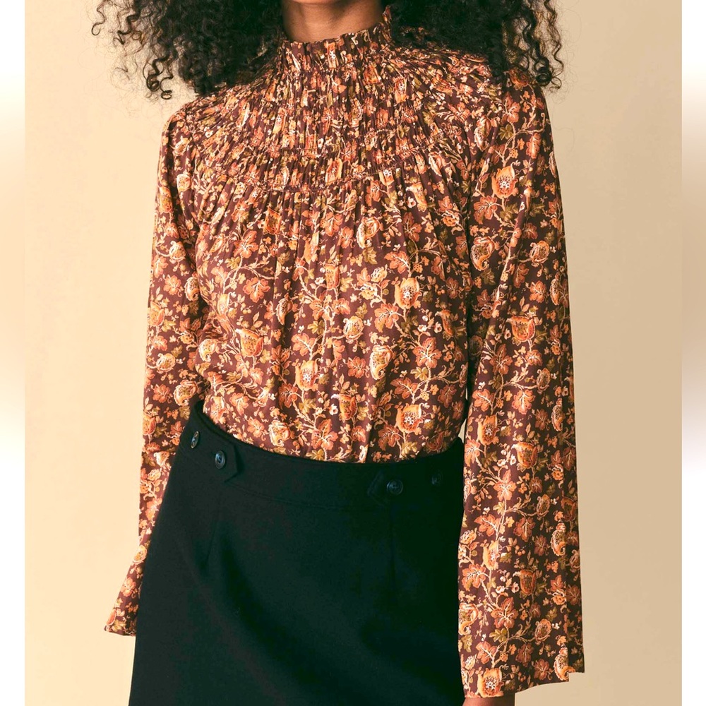 DÔEN Astilbe Floral Cotton Voile Blouse ~